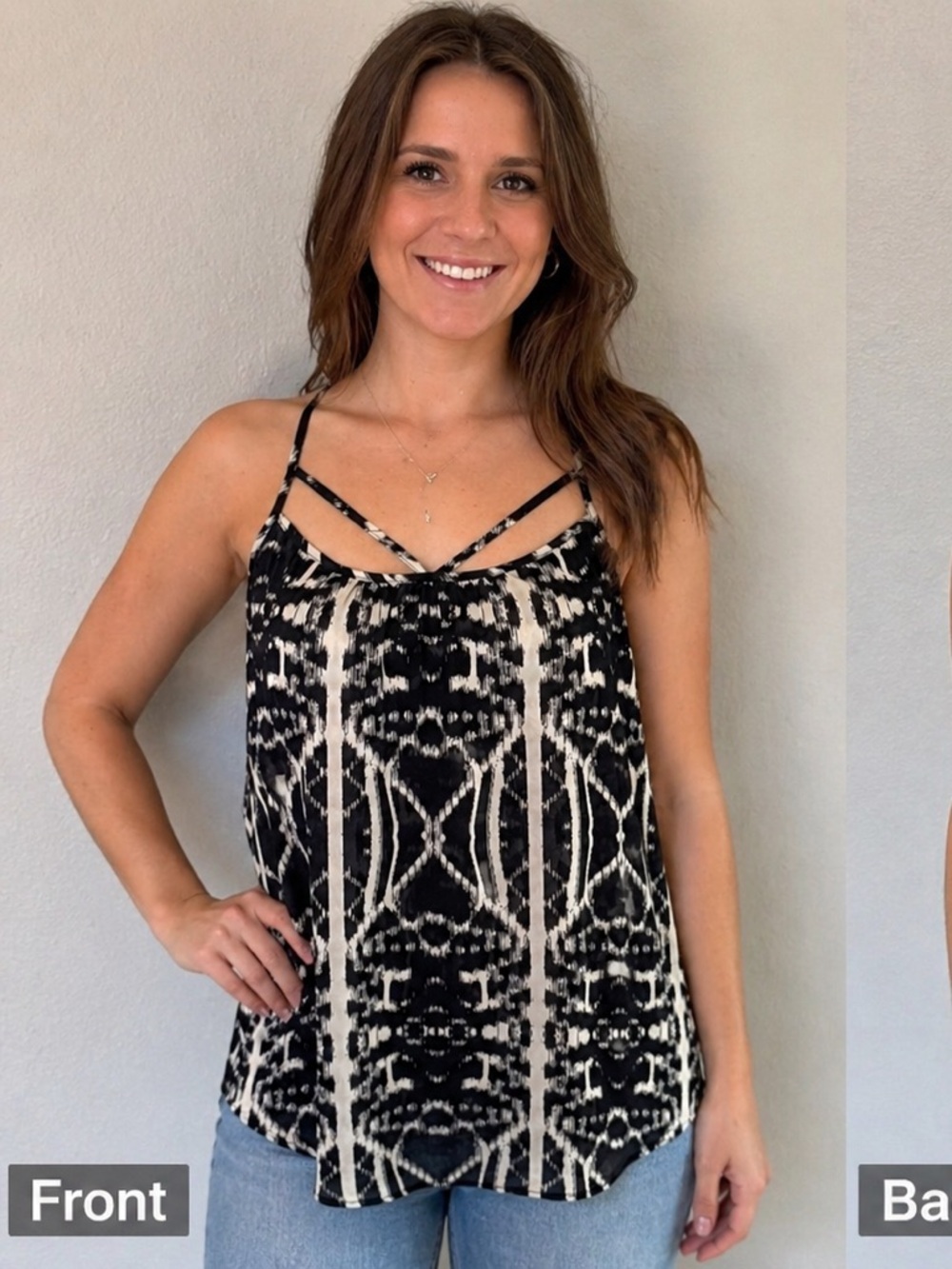 Black & Ivory Strappy Tank Top